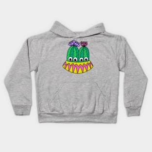 Cute Cactus Design #299: Pretty Potted Cactus With Flowers Kids Hoodie